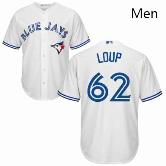 Mens Majestic Toronto Blue Jays 62 Aaron Loup Replica White Home MLB Jersey